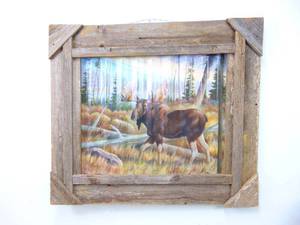 lot 141 image: Large Moose Tin Wall Art- Rustic Cabin Feel