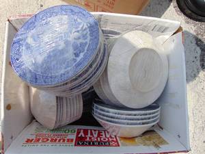 lot 137 image: Huge Lot of Blue Willow- Some Pieces may be cracked or chipped- Majority of Set is Intact