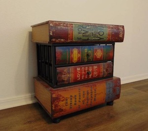 lot 529 image: Large Faux Book Side Table with Drawers