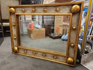 lot 533 image: Incredible Gold Sphere Large Rectangular Mirror