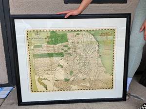 lot 129 image: Cool Vintage Style San Francisco Map Framed
