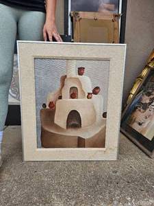 lot 136 image: Original Oil Painting on Canvas of Adobe Framed and Signed