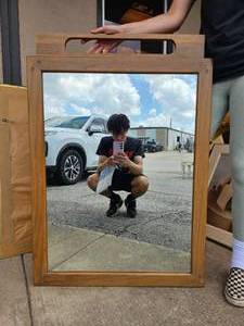 lot 138 image: Vintage Mid Century Wood Framed Mirror