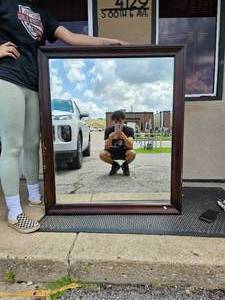 lot 143 image: Wood Framed Rectangular Mirror in Dark Finish
