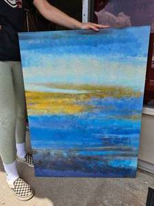 lot 486 image: Blue Tones Abstract Jelly Style Canvas Print