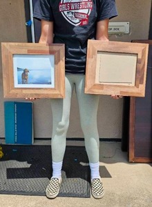 lot 489 image: Pair of Wood Farmhouse Style Photo Frames