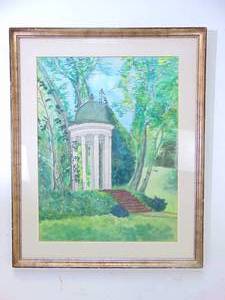 lot 35 image: Original Watercolor Painting of the Gardens at Philbrook Signed and Framed