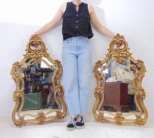 lot 37 image: PAIR of Vintage Ornate Gold Framed Mirrors