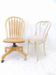 lot 153 image: Oak Rolling Chair and Heart Bentwood Ice Cream Chair