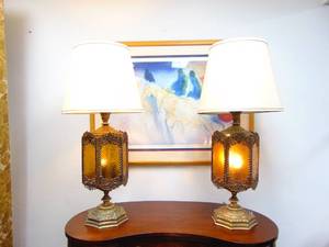 lot 30 image: Pair of Vintage Mid Century Light up Extra Large Table Lamps