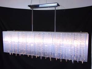 lot 76 image: STUNNING Chrome and Crystal Rectangular Chandelier