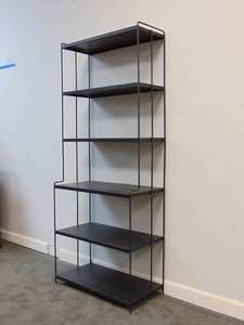 lot 45 image: Black Metal Vintage Mid Century Shelves
