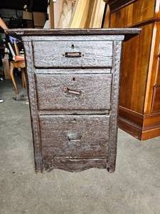 lot 179 image: Rustic Antique Farmhouse Handmade Nightstand Painted Brown