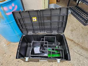 lot 209 image: Plastic Storage Trunk with Cube Wall Shelves Inside