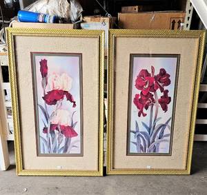 lot 174 image: Iris Floral Framed Prints - Pair