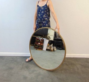lot 81 image: World Market Round Wall Mirror- Retailed for $169.99 New