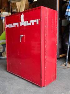 lot 216 image: Hilti Metal Tool Storage Cabinet- Red