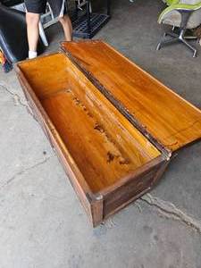 lot 220 image: Antique 50 Bench Chest- Solid Wood