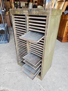 lot 225 image: Vintage Hamilton Steel Printmakers Rack Industrial