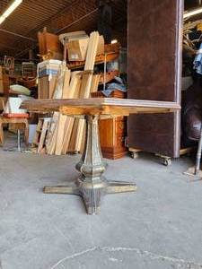 lot 226 image: Vintage 1970s Parquet-Look Gaming Table with Metal Base
