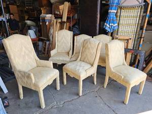 lot 227 image: Vintage Set of 6 Upholstered Dining Chairs
