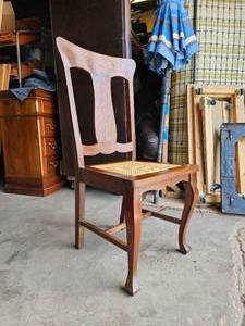 lot 233 image: Wood Side Chair with Cane Seating