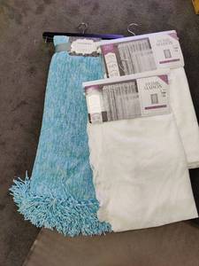 lot 525 image: Pair of New Home Maison Curtains and a Chenille Blanket