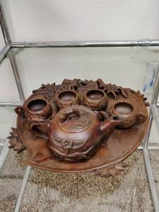 lot 539 image: Beautiful Asian Carved Tea Set