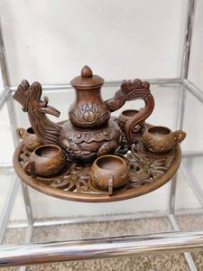 lot 540 image: Beautiful Asian Carved Tea Set