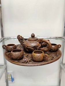 lot 551 image: Beautiful Asian Carved Tea Set