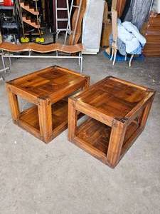 lot 269 image: Pair of Vintage Mid Century Side  End Tables Solid Wood