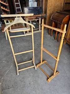 lot 302 image: Wood Jacket Rack and Wood Rack
