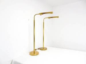 lot 11 image: Pair of Vintage Articulating Adjustable Height Sleek Floor Lamps