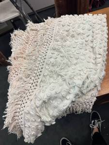 lot 629 image: Antique Blanket or Throw with Pom Poms