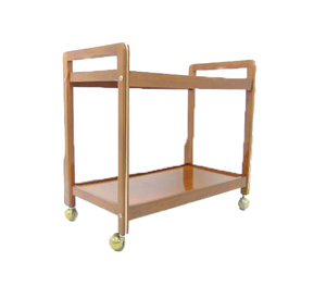 lot 22 image: Vintage Mid Century Double-Tiered Rolling Bar Cart