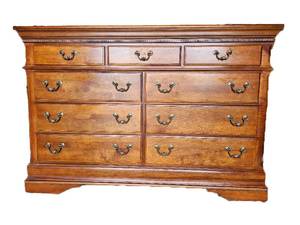 lot 27 image: Sumter Cabinet Co. USA Made Traditional Style 9 Drawer Dresser in a Medium Walnut Finish