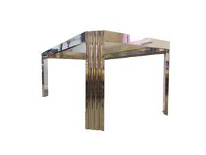 lot 47 image: Vintage Polished Chrome and Smoked Glass Dining Table