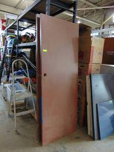 lot 272 image: 2 Heavy Solid Wood Brown Doors 30X80
