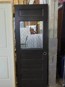 lot 277 image: Solid Wood Vintage Door Black with Glass