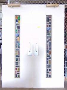 lot 281 image: Stunning Pair of Doors with Stained Glass (Came from a Church)