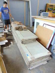 lot 284 image: Large Wooden Industrial Size Overhead Door