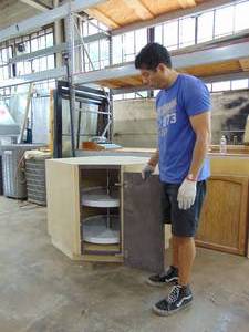 lot 304 image: Corner Cabinet with Lazy Susan Inside
