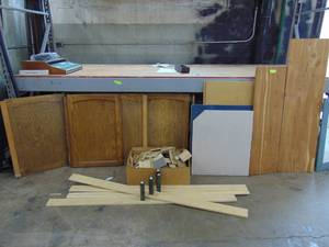 lot 310 image: Lot of Wood Cabinet Doors, Wood pcs, etc