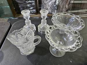 lot 102 image: Lot of Vintage Glass Items - Candy Dishes, Etc