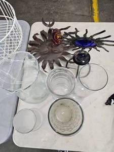 lot 118 image: Glass Vases and Metal and Glass Sun Decor