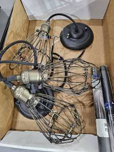 lot 179 image: Lot of Caged Hanging Lights, Working Modern Industrial