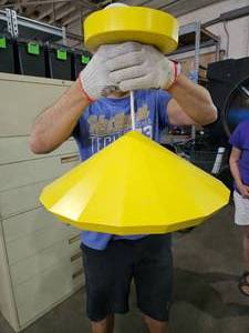 lot 184 image: IKEA Yellow Mod Style LED Chandelier - Working