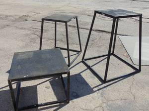 lot 707 image: Set of 3 Black Steel Plyometric Exercise Boxes from Commercial Gym
