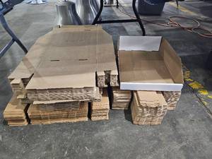 lot 252 image: Large Lot of Cardboard Fold Up Organizers for Parts (Electrical, Plumbing, Etc Storage) New Bin Boxes Different Szs
