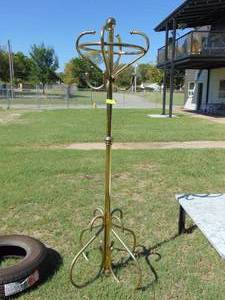 lot 359 image: Beautiful Standing Vintage Brass Coat Rack  Hat Rack